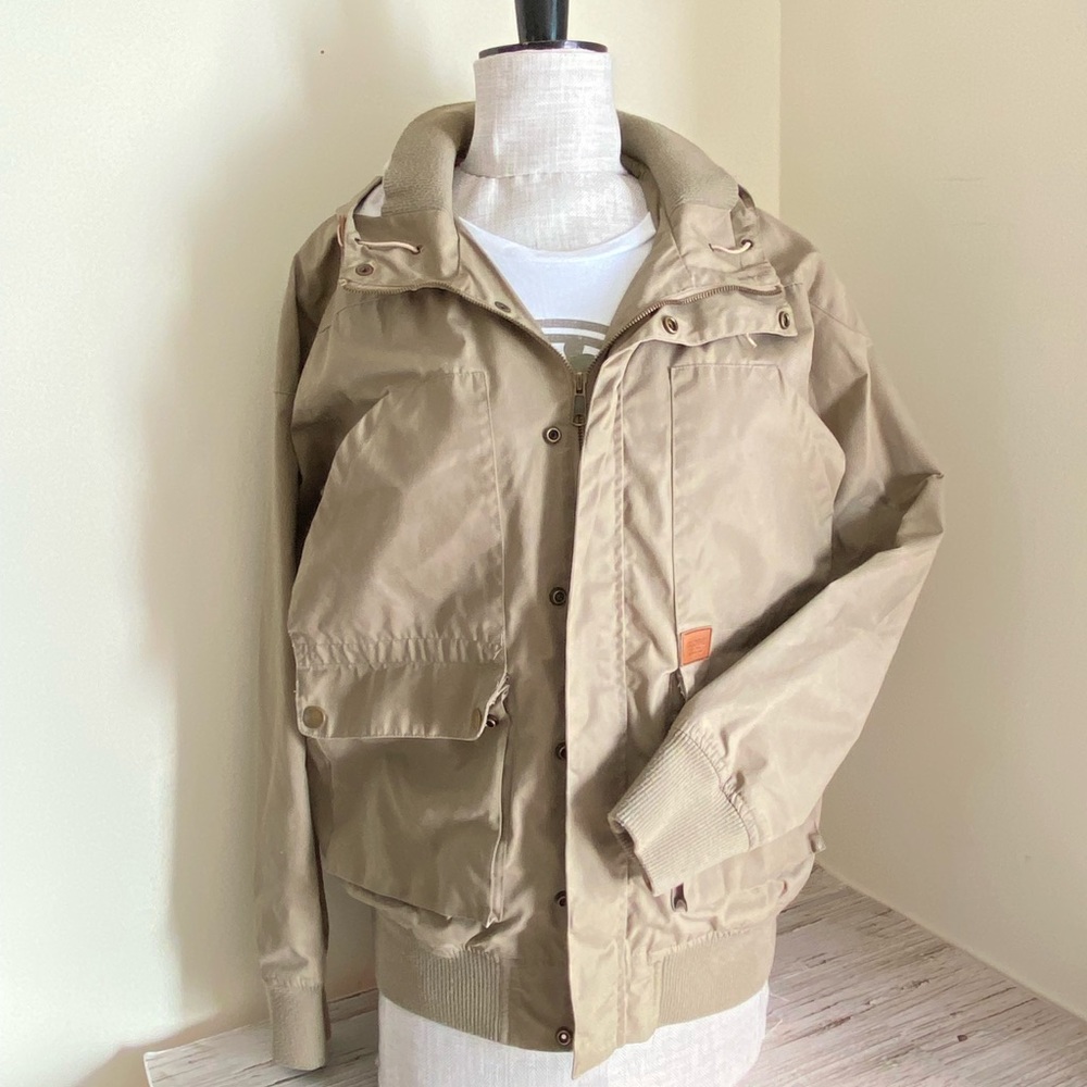 Utility Jacket with hood / light Khaki /plus  size  /GLOBE/ women jacket
